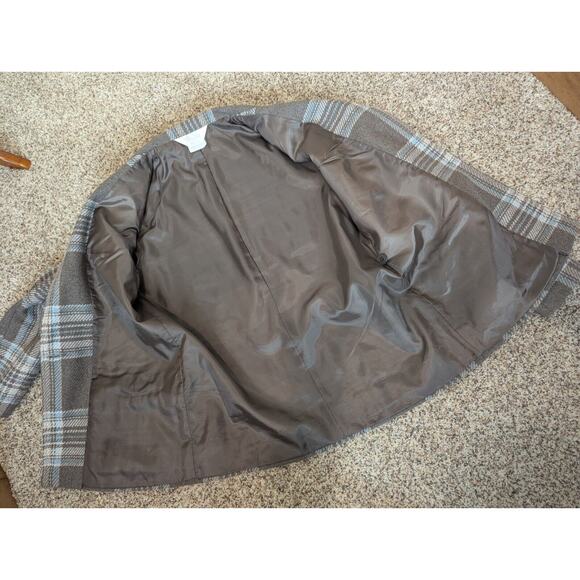 Vintage Tan Jay Women's Blazer Jacket Size 12 Gray Blue Plaid Wool Blend Lined - Picture 8 of 8